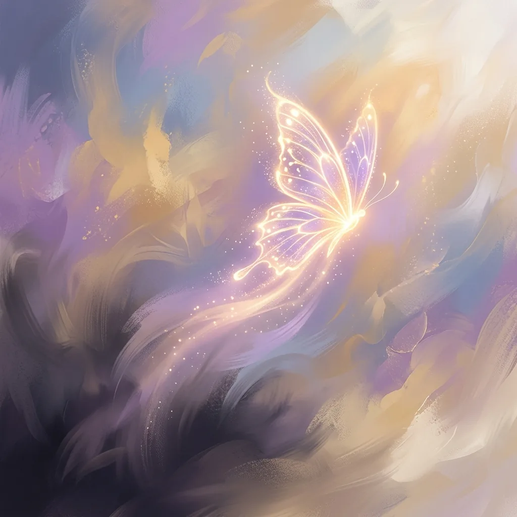 Soulful abstract artwork of a butterfly rising, representing transformation and inner healing at Lightwork Therapy