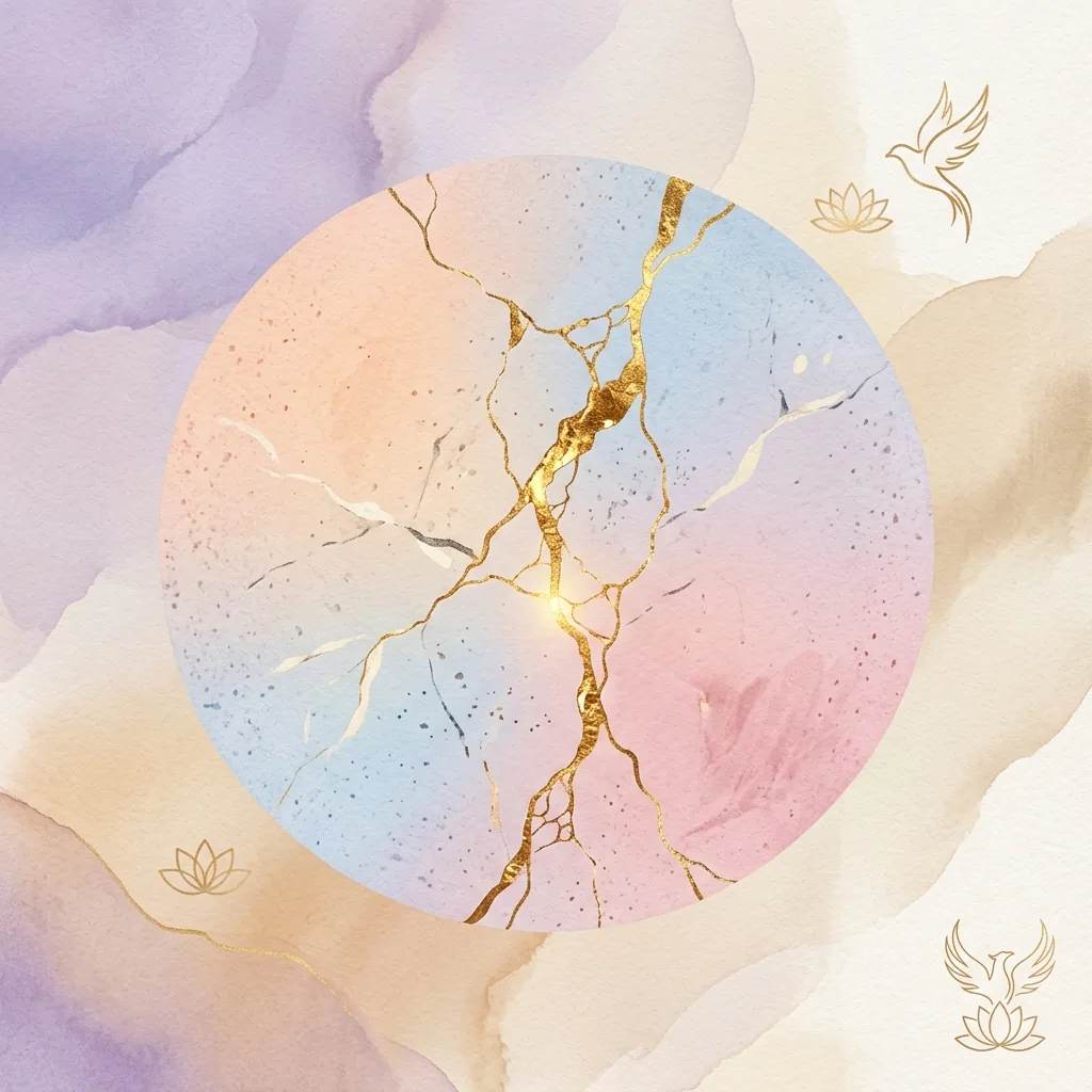 Abstract kintsugi circles representing restoration and trauma healing