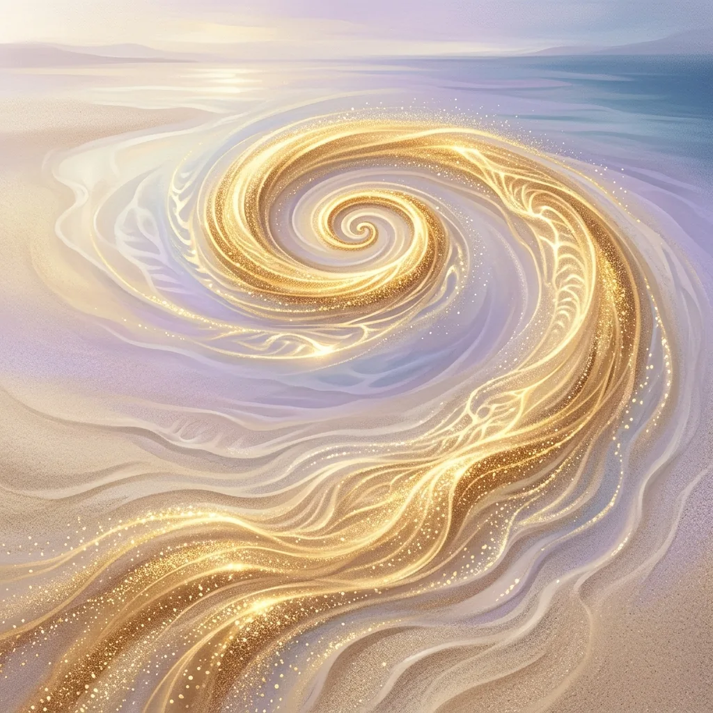 Spiral of sand or water ripples representing automatic habits and cycles